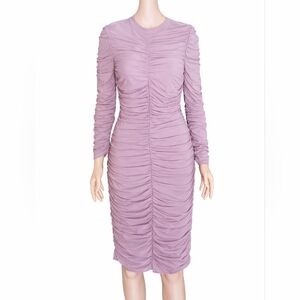 VENUS Long Sleeve Ruched Dress in Lavender Medium NWT